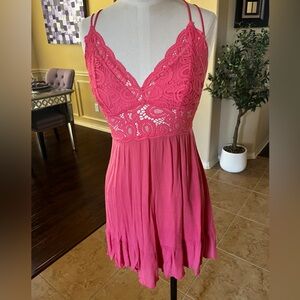 PINK Victoria's Secret Babydoll Mini Dress Coral Spaghetti Strap